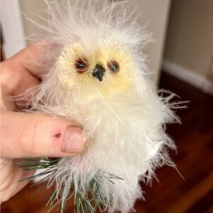 9 Fluffy White Owl Ornaments